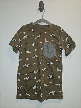 NWT | 4 | Eighty Eight Brand | Olive Brown Dinosaur Print Pocket T-Shirt